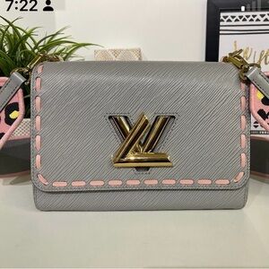 Gray and Pink Louis Vuitton twist Crossbody Bag